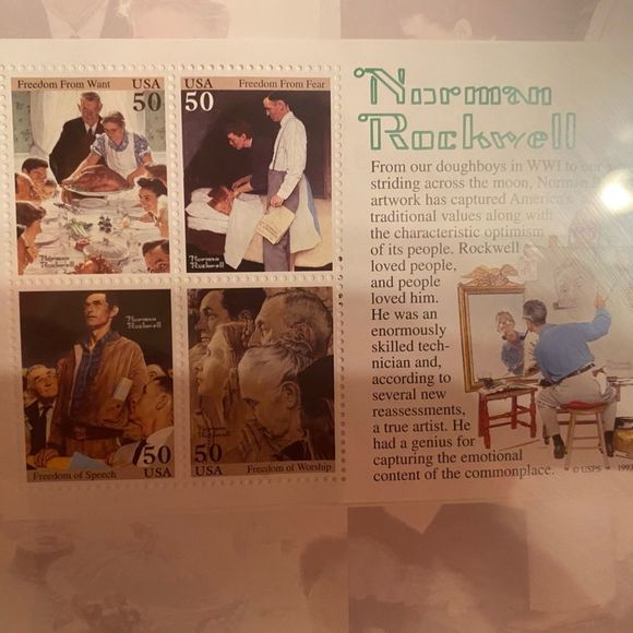 Vintage Norman Rockwell framed artwork 5 stamps collection 1994 - Picture 4 of 12
